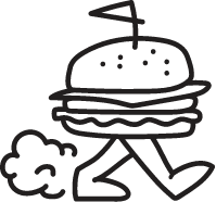Rosie's hamburger mascot